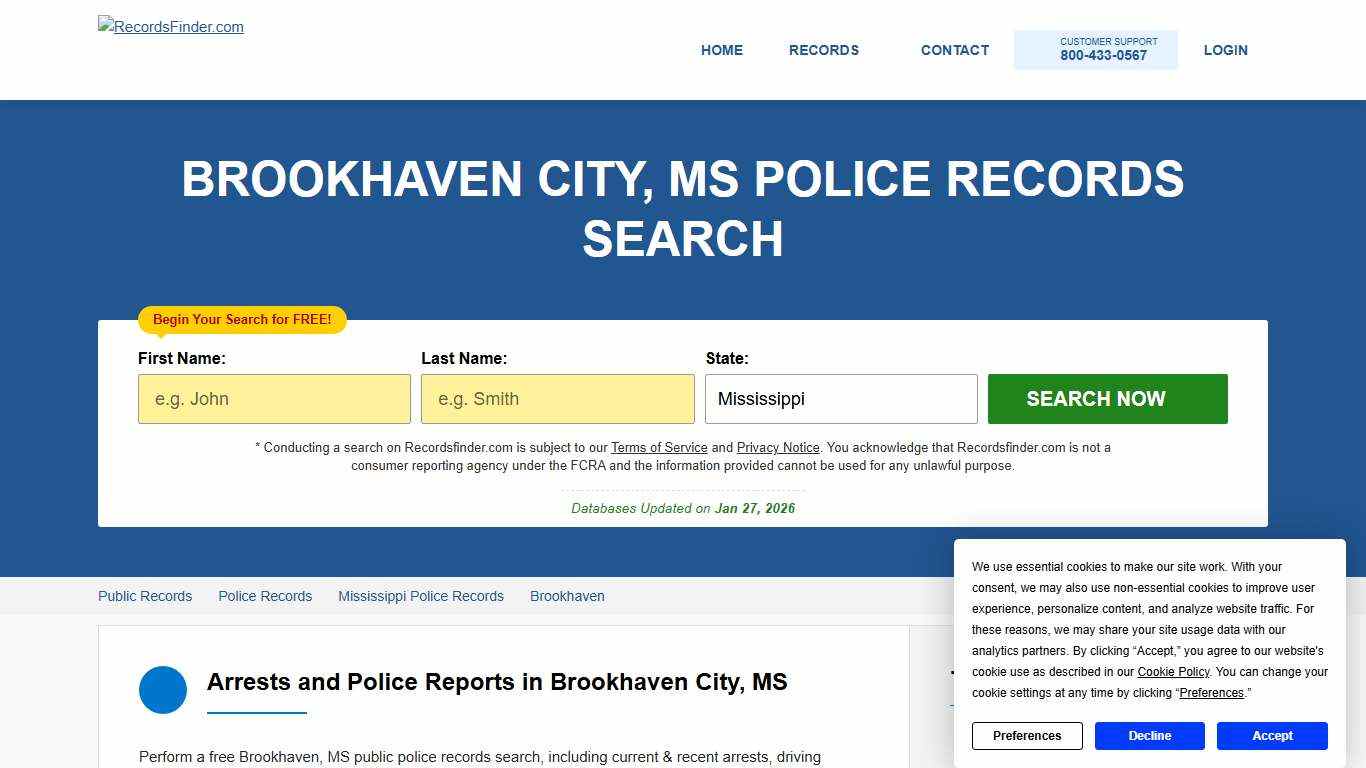 Brookhaven, MS Police Reports & Department Records
