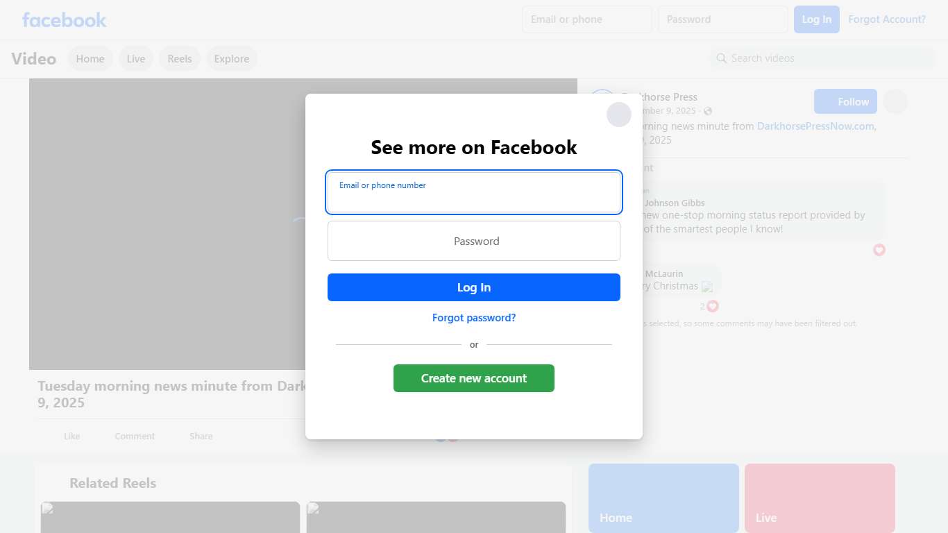 Tuesday morning news minute from DarkhorsePressNow.com, December 9, 2025 Darkhorse Press Facebook